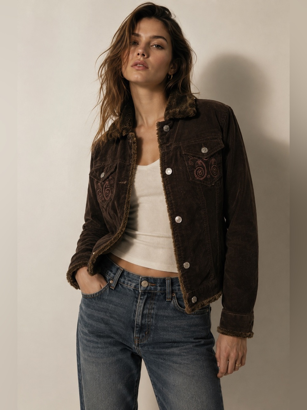 Milly USA Sherpa-Lined Corduroy Jacket Medium